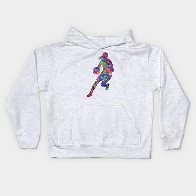 Basketball girl Kids Hoodie by Yahya Art